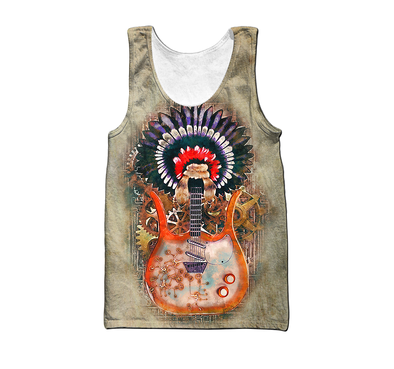 Guitar Native American Over Printed Shirts For Men and Women Pi08082006