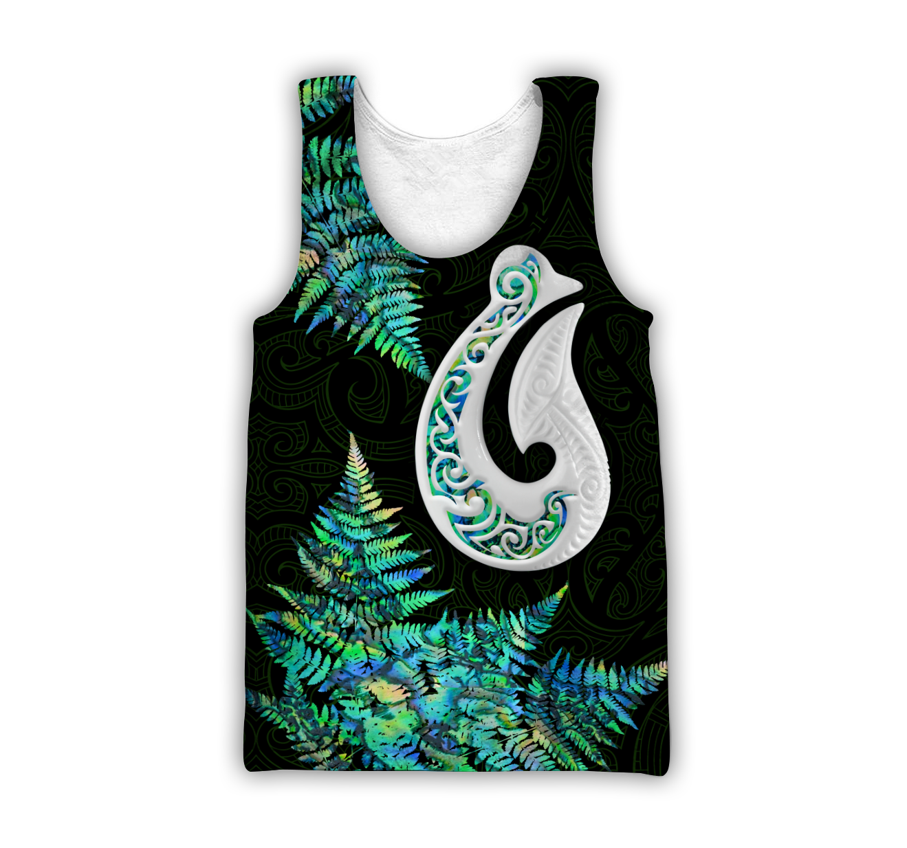 Hei Matau Fish Hook Silver Fern Maori Paua Shell Unisex Shirts