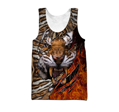 Warrior Tiger Hoodie Over Printed for Men and Women