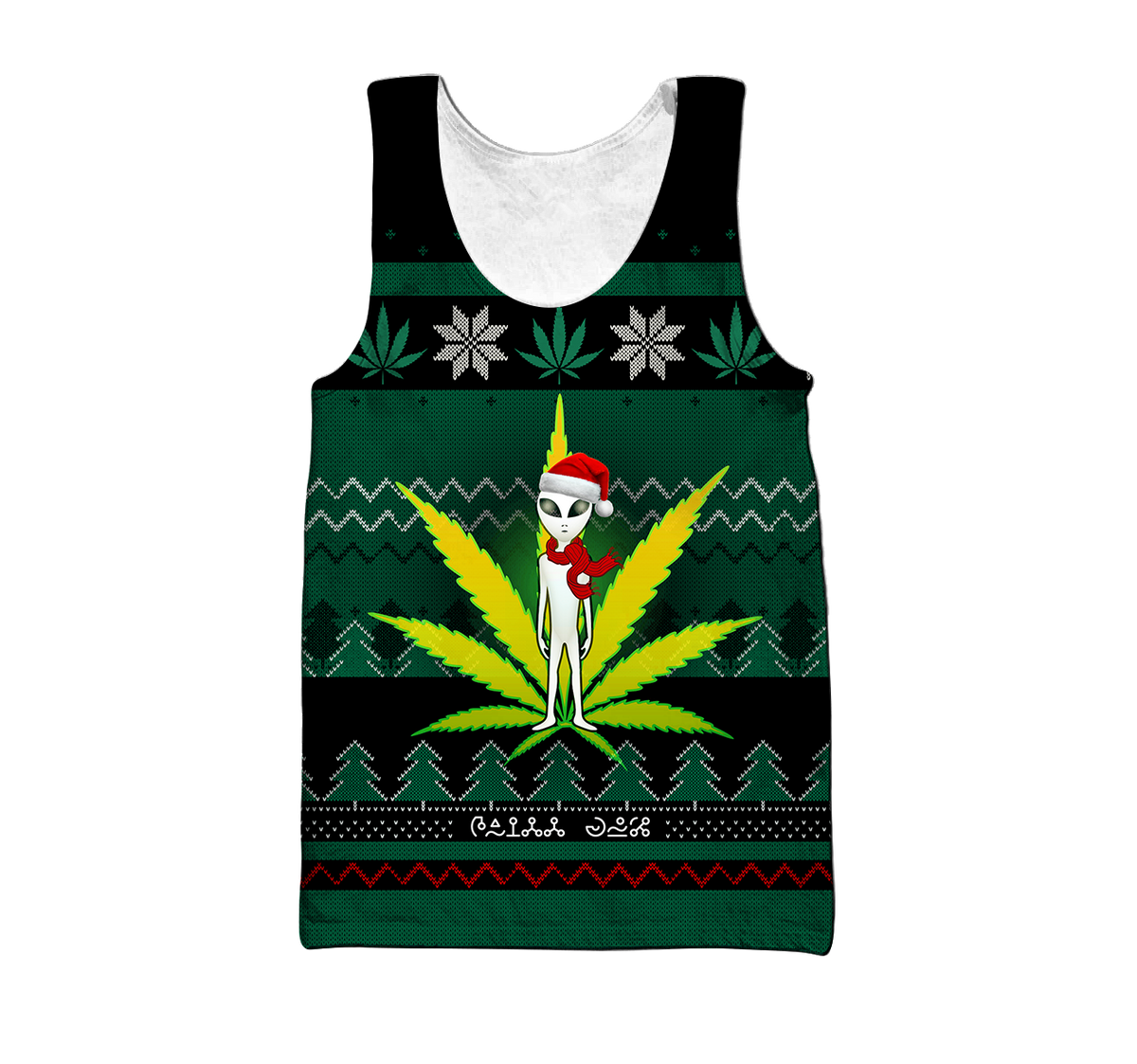 Ugly Christmas Marijuana UFO Pi111101 (Only specials can read this)-Apparel-NNK-Tank Top-S-Vibe Cosy™