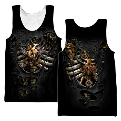 Steampunk Mechanic Skull All Over Printed Hoodie For Men and Women Pi21102002