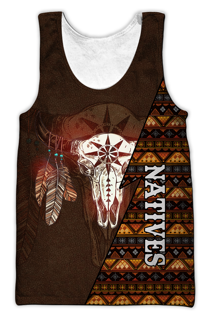 Premium Native American Bull Skull All Over Printed Shirts For Men And Women MEI