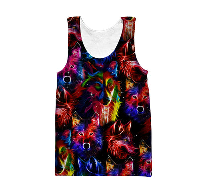 3D All Over Printed Wolf Hippie Color Unisex Shirts