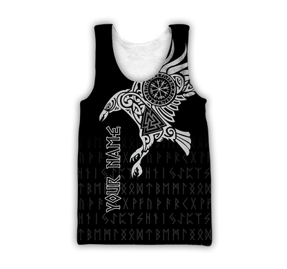 Vikings - The Raven of Odin Tattoo Custom Name-Apparel-HP Arts-Tank Top-S-Vibe Cosy™