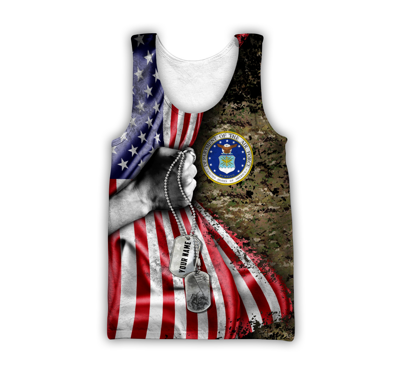 US Air Force tag Custom name 3D shirts for men and women