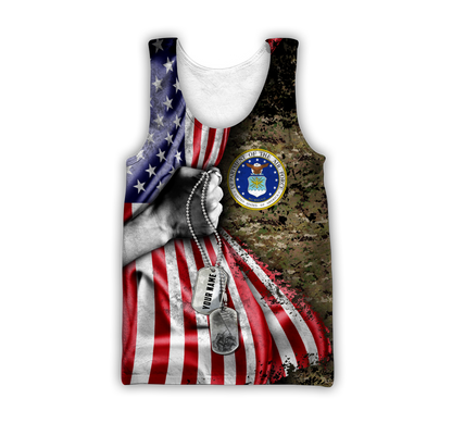 US Air Force tag Custom name 3D shirts for men and women