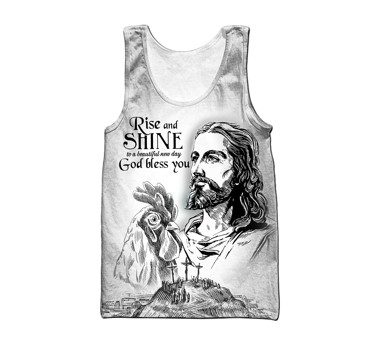 Rooster Rise And Shine Jesus 3D Over Printed Unisex Deluxe Hoodie ML
