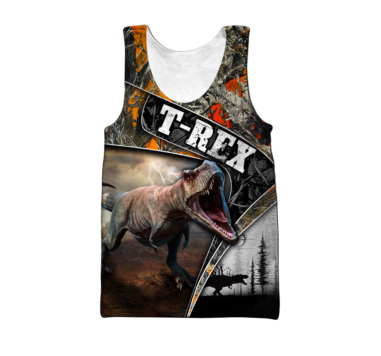 Dinosaur T-rex orange camo 3D all over printed shirts