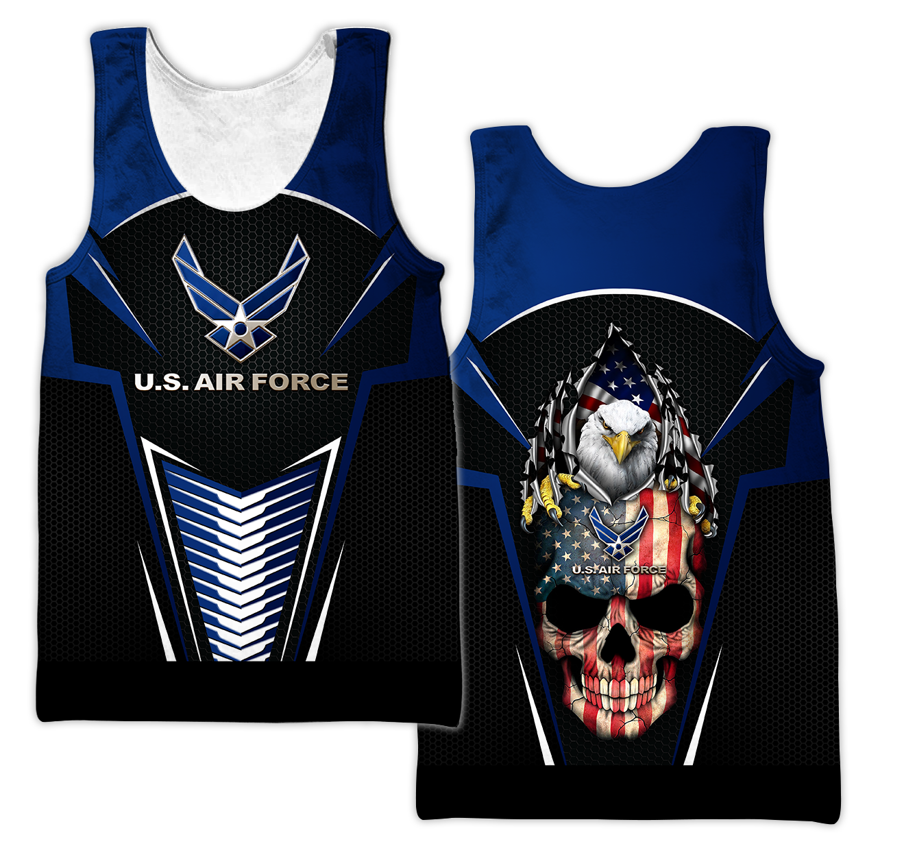 US AirForce skull 3d all over printed for man and women Pi270202 PL-Apparel-PL8386-Tank top-S-Vibe Cosy™