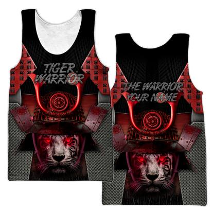 3D Tiger Samurai Warrior Custom Name Hoodie Shirt for Men and Women