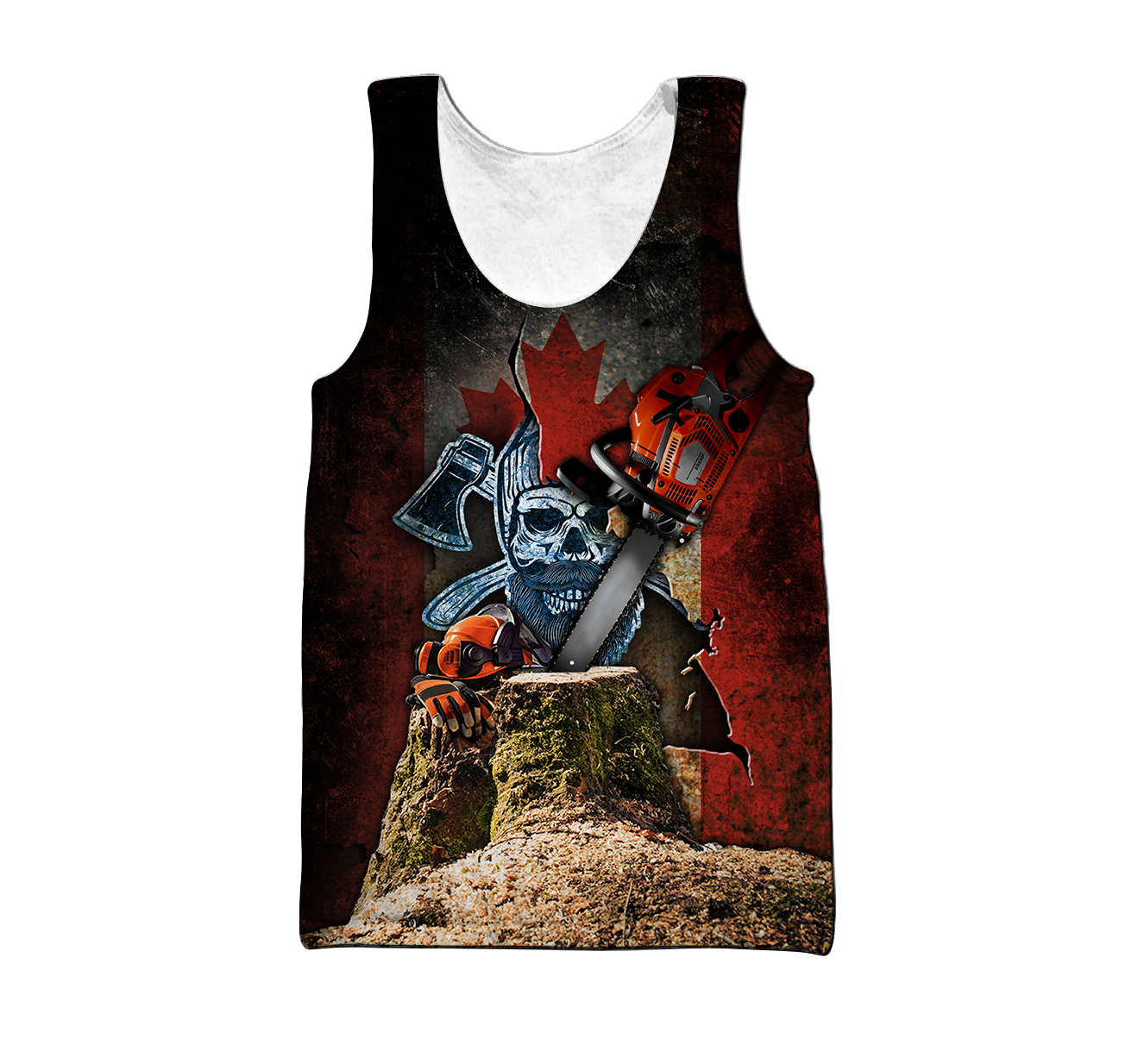 Beautiful Chainsaw Canadian Flag Art 3D All Over Printed Shirts Pi281102-Apparel-MP-Tank Top-S-Vibe Cosy™