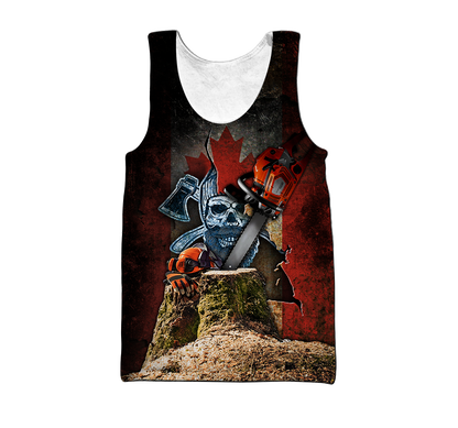 Beautiful Chainsaw Canadian Flag Art 3D All Over Printed Shirts Pi281102-Apparel-MP-Tank Top-S-Vibe Cosy™