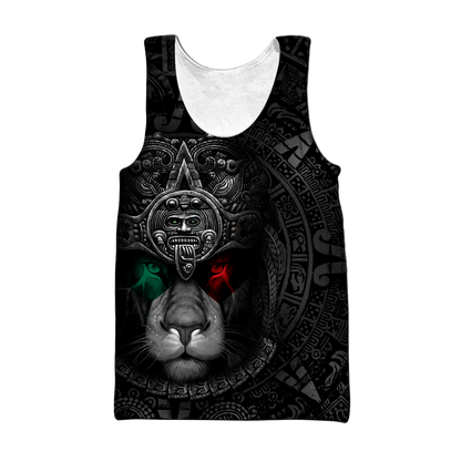 Custom Name Mexican Lion Warrior 3D All Over Printed Shirt for Men and Women
