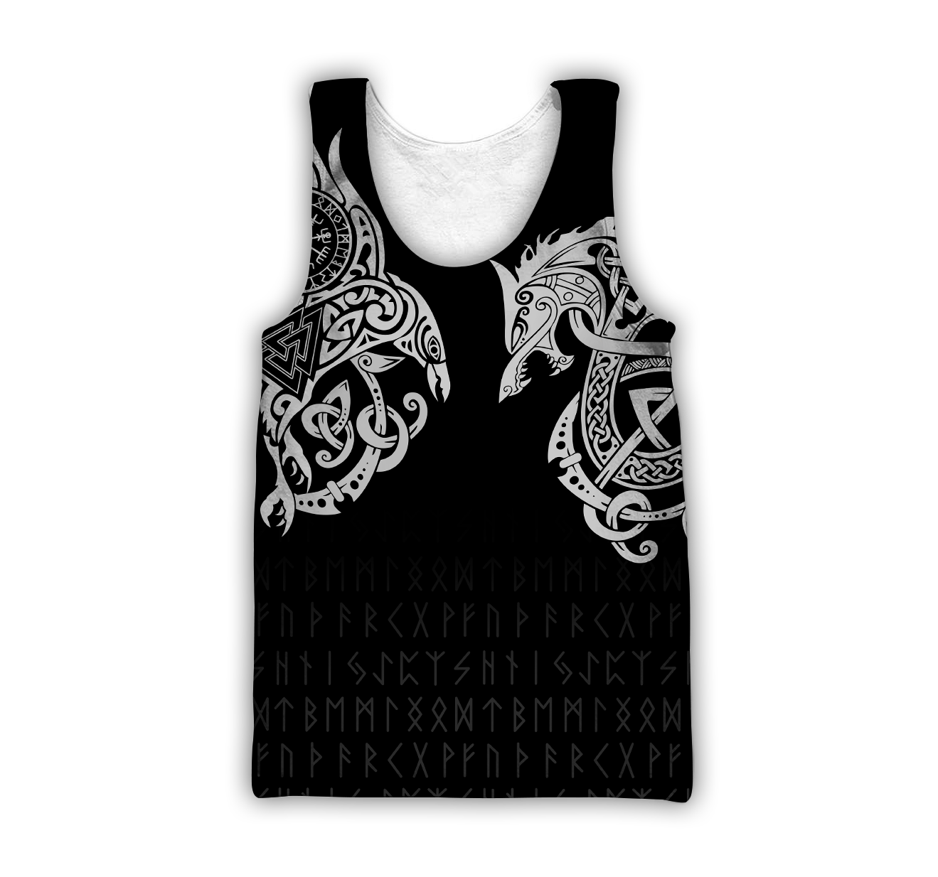 Ragnarok Warrior Tattoo Fenrir and Odin Raven 3D All Over Print Hoodie