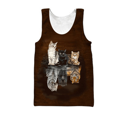 Three Cute Cats On The Mirror Hoodie For Men And Women TQH201005
