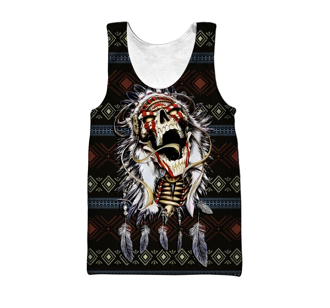 Love skull native 3D all over printed for man and women QB06122002-Apparel-PL8386-Tank Top-S-Vibe Cosy™