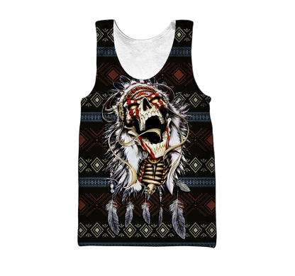 Love skull native 3D all over printed for man and women QB06122002-Apparel-PL8386-Tank Top-S-Vibe Cosy™