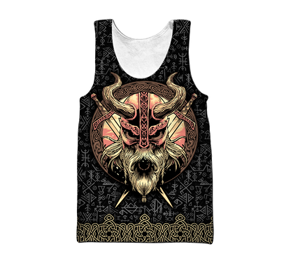 Love Skull Viking 3D all over printed for man and women QB06062004-Apparel-PL8386-Tank Top-S-Vibe Cosy™