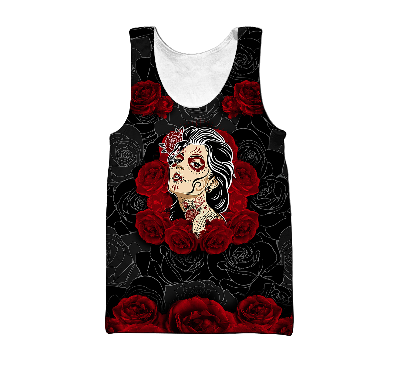 Love Rose And Skull 3D all over for man and women QB05122001-Apparel-PL8386-Tank Top-S-Vibe Cosy™