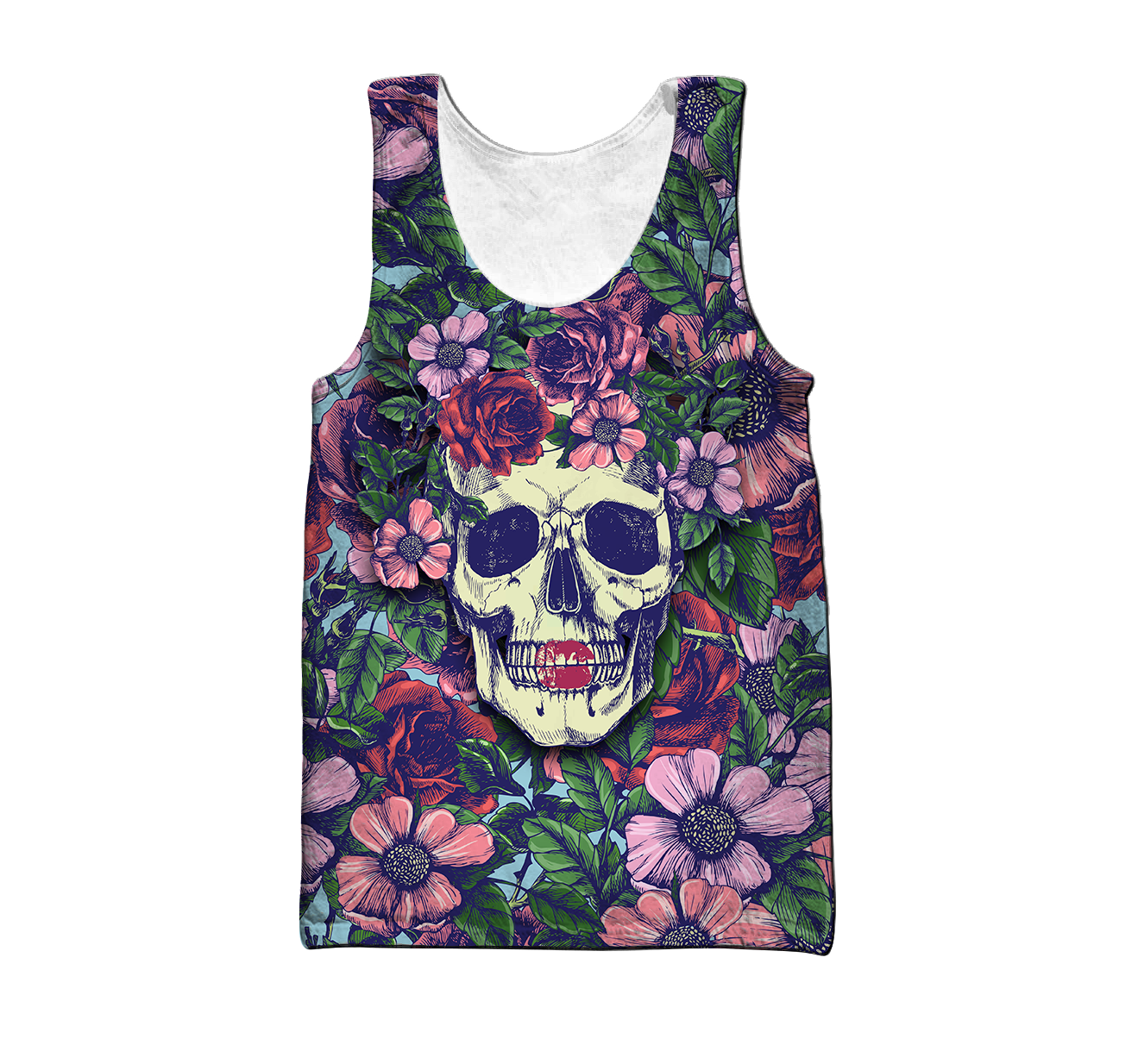 Rose Love Skull 3D all over printed for man and women QB05252004-Apparel-PL8386-Tank Top-S-Vibe Cosy™