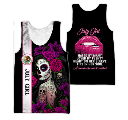 July Girl Customize Name 3D All Over Printed Shirts For Women MH10112007