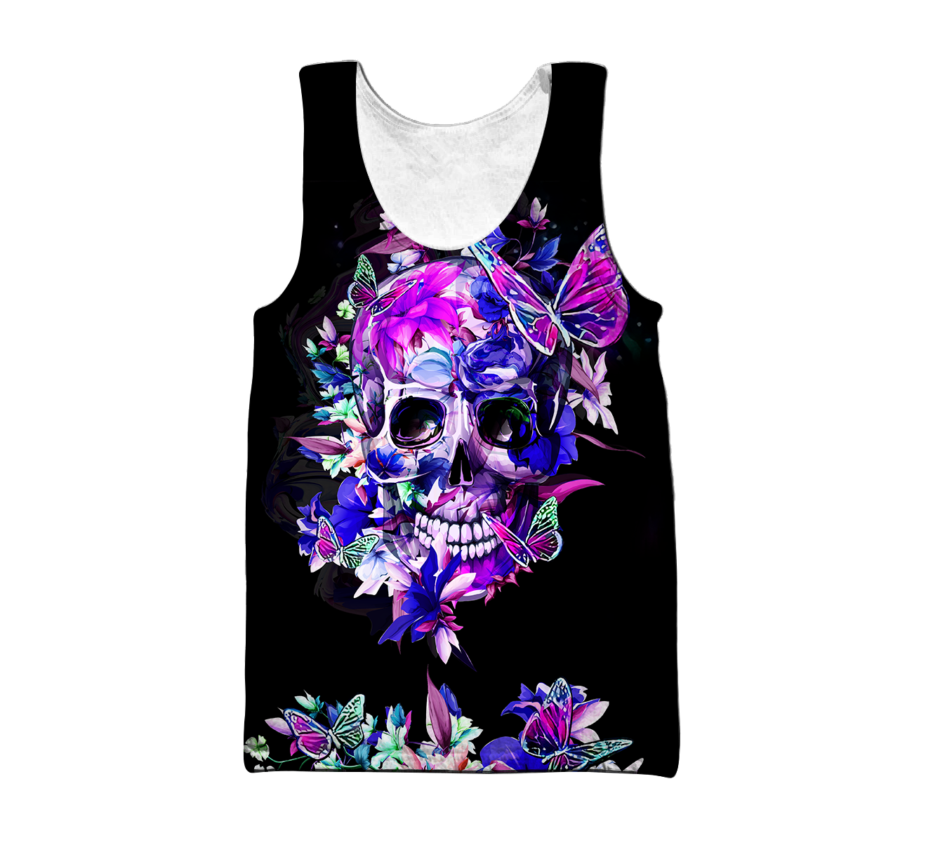 Butterfly Love Skull 3D all over printed for man and women QB05252002-Apparel-PL8386-Tank Top-S-Vibe Cosy™
