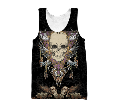 Love Skull 3D all over printed for man and women QB06102003-Apparel-PL8386-Tank Top-S-Vibe Cosy™