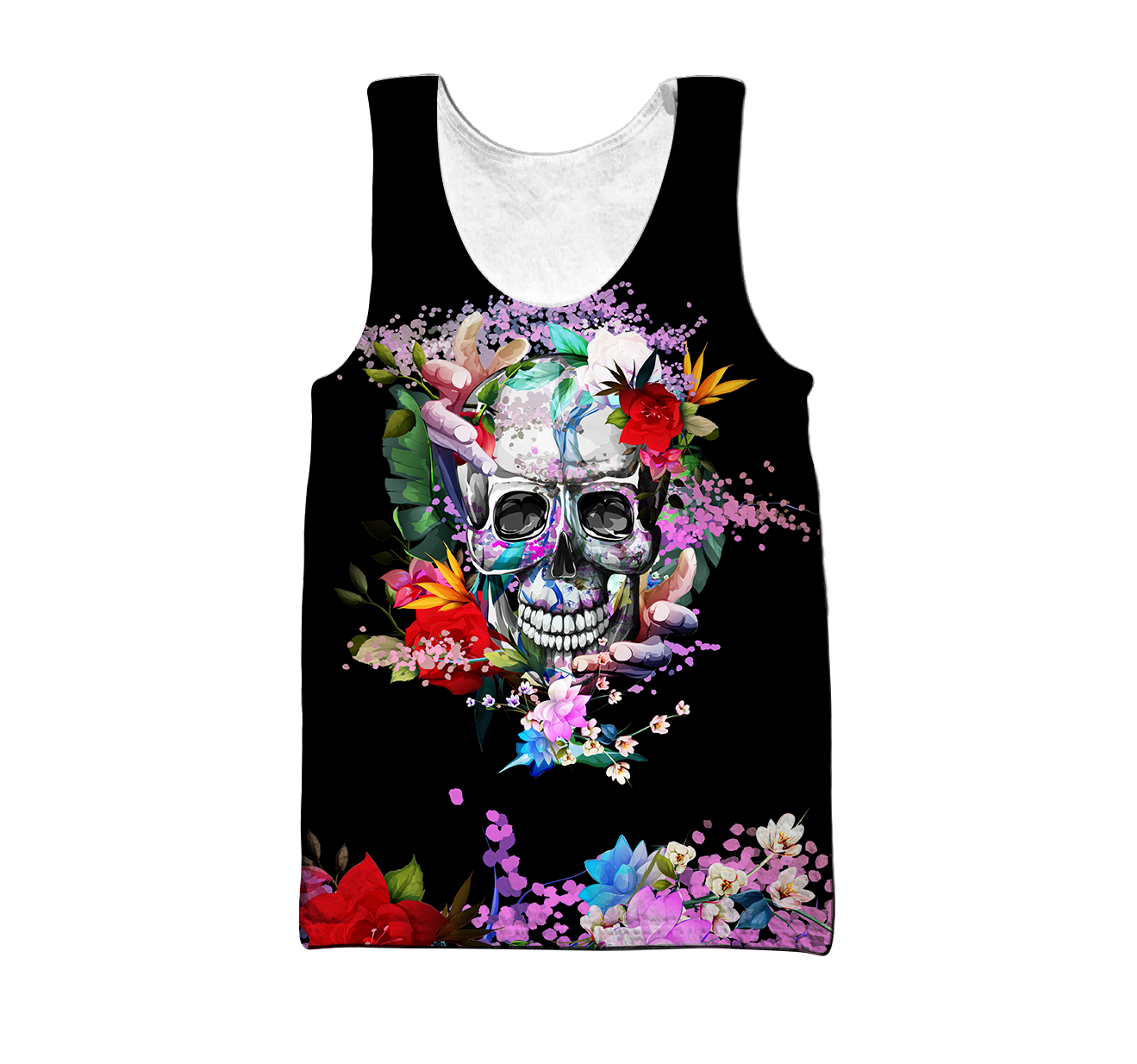 Rose Love Skull 3D all over printed for man and women QB05252003-Apparel-PL8386-Tank Top-S-Vibe Cosy™