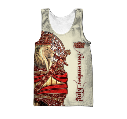 Custom Name November King Lion 3D  All Over Printed Unisex Shirts