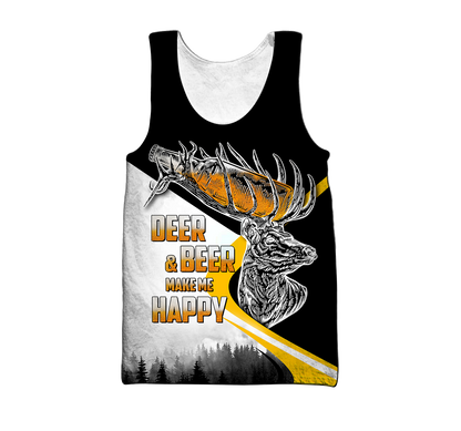 Deer and Beer Make Me Happy 3D All Over Print Hoodie DQB09222002