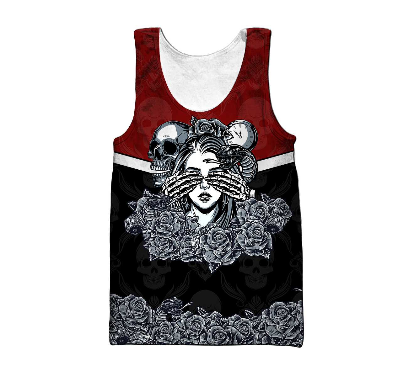 Love Rose And Skull 3D all over for man and women QB05182006-Apparel-PL8386-Tank Top-S-Vibe Cosy™
