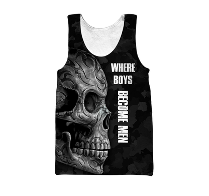 Love Skull tattoos balck 3D all over printed for man and women QB06062002-Apparel-PL8386-Tank Top-S-Vibe Cosy™