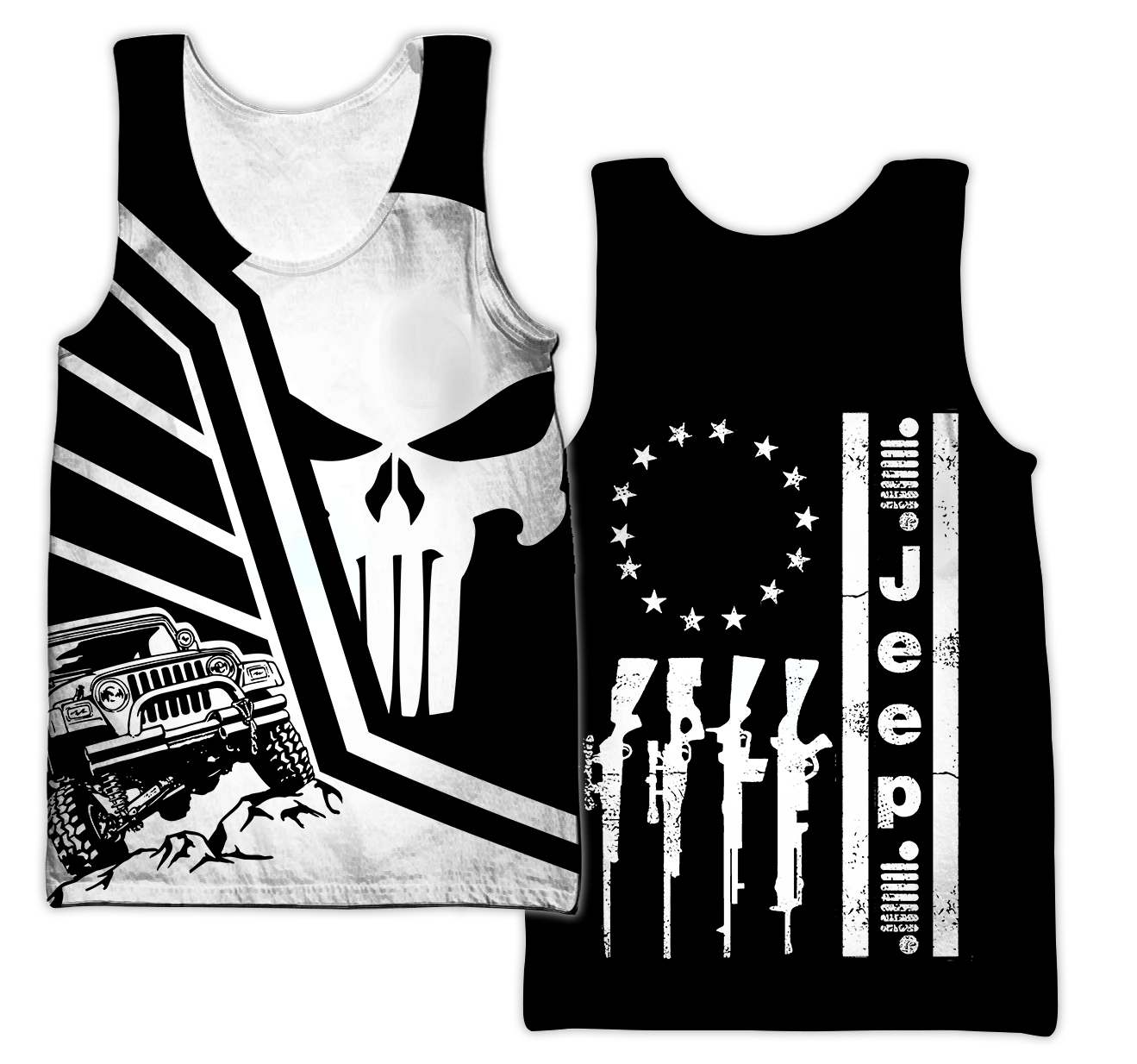Jeep Skull Black and White Unisex Shirts DL20302001S