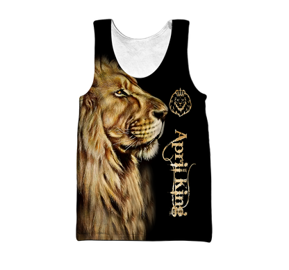 Custom Name April King Lion  3D All Over Printed  Unisex Shirts