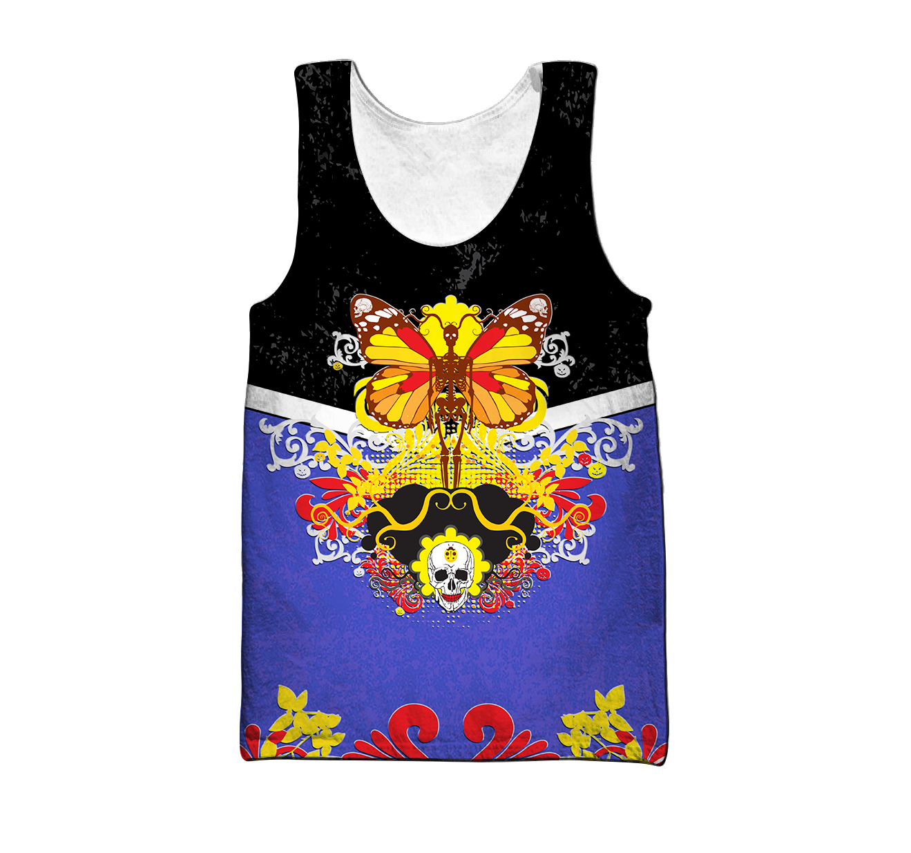 Butterfly Love Skull 3D all over printed for man and women QB05192002-Apparel-PL8386-Tank Top-S-Vibe Cosy™