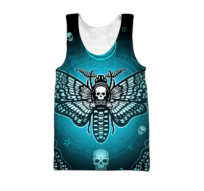 Butterfly Love Skull 3D all over printed for man and women QB05192005-Apparel-PL8386-Tank Top-S-Vibe Cosy™