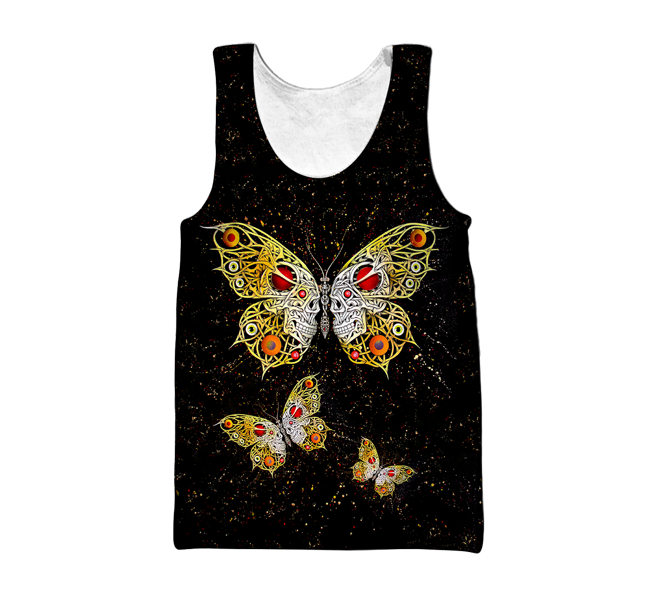 Butterfly Love Skull 3D all over printed for man and women QB05202001-Apparel-PL8386-Tank Top-S-Vibe Cosy™