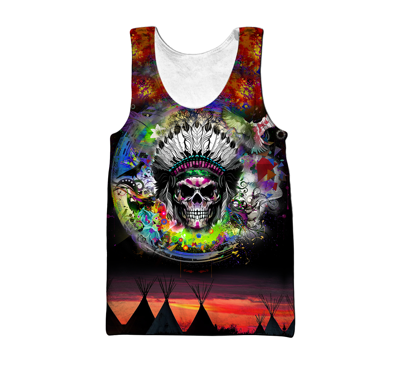 Love Skull native 3D all over printed for man and women QB06082002-Apparel-PL8386-Tank Top-S-Vibe Cosy™