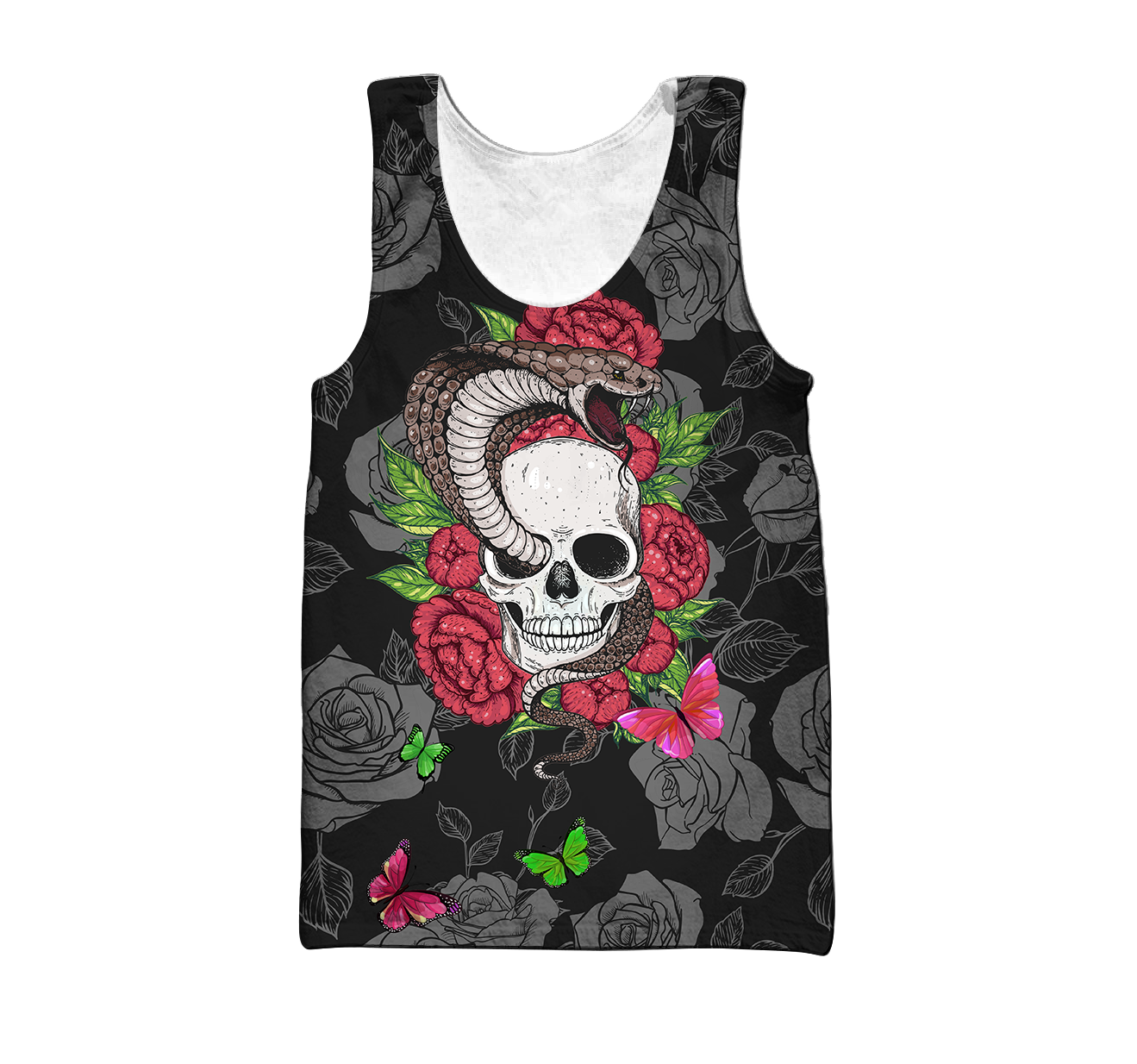 Snake Love Skull 3D all over printed for man and women QB05312003-Apparel-PL8386-Tank Top-S-Vibe Cosy™