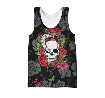 Snake Love Skull 3D all over printed for man and women QB05312003-Apparel-PL8386-Tank Top-S-Vibe Cosy™