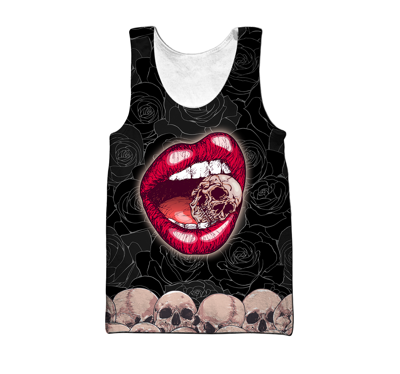 Sexy Lip Love Skull 3D all over for man and women QB05122002-Apparel-PL8386-Tank Top-S-Vibe Cosy™