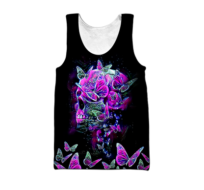 Butterfly Love Skull 3D all over printed for man and women-Apparel-PL8386-Tank Top-S-Vibe Cosy™