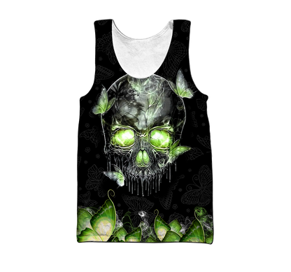 Butterfly Love Skull red 3D all over printed for man and women QB06152001-Apparel-PL8386-Tank Top-S-Vibe Cosy™