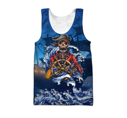 Love Skull pirates 3D all over printed for man and women QB06092001-Apparel-PL8386-Tank Top-S-Vibe Cosy™