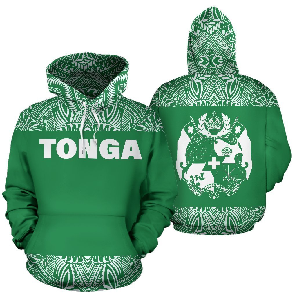 Tonga All Over Hoodie - Polynesian Green And White - BN09-Apparel-Phaethon-Hoodie-S-Vibe Cosy™