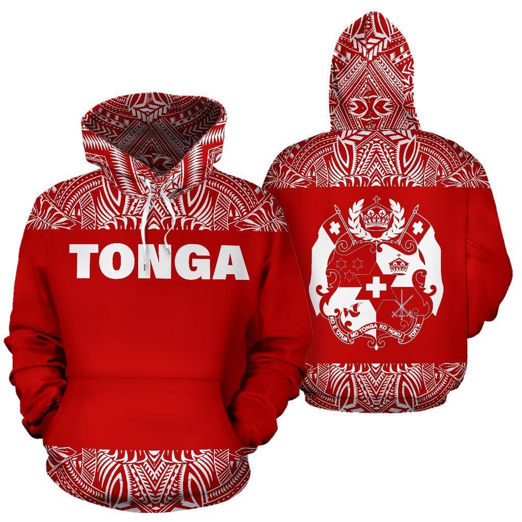 Tonga All Over Hoodie - Polynesian Red And White - BN09-Apparel-Phaethon-Hoodie-S-Vibe Cosy™