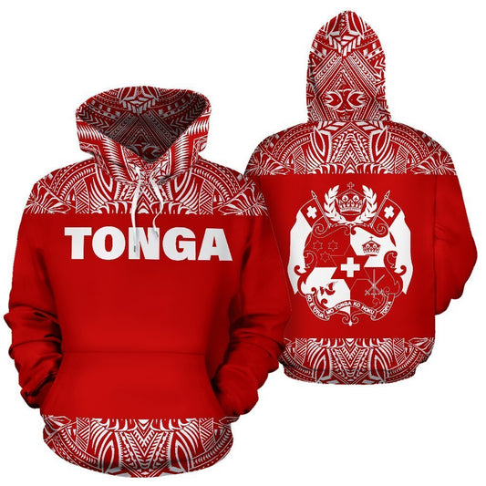 Tonga All Over Hoodie - Polynesian Red And White - BN09-Apparel-Phaethon-Hoodie-S-Vibe Cosy™
