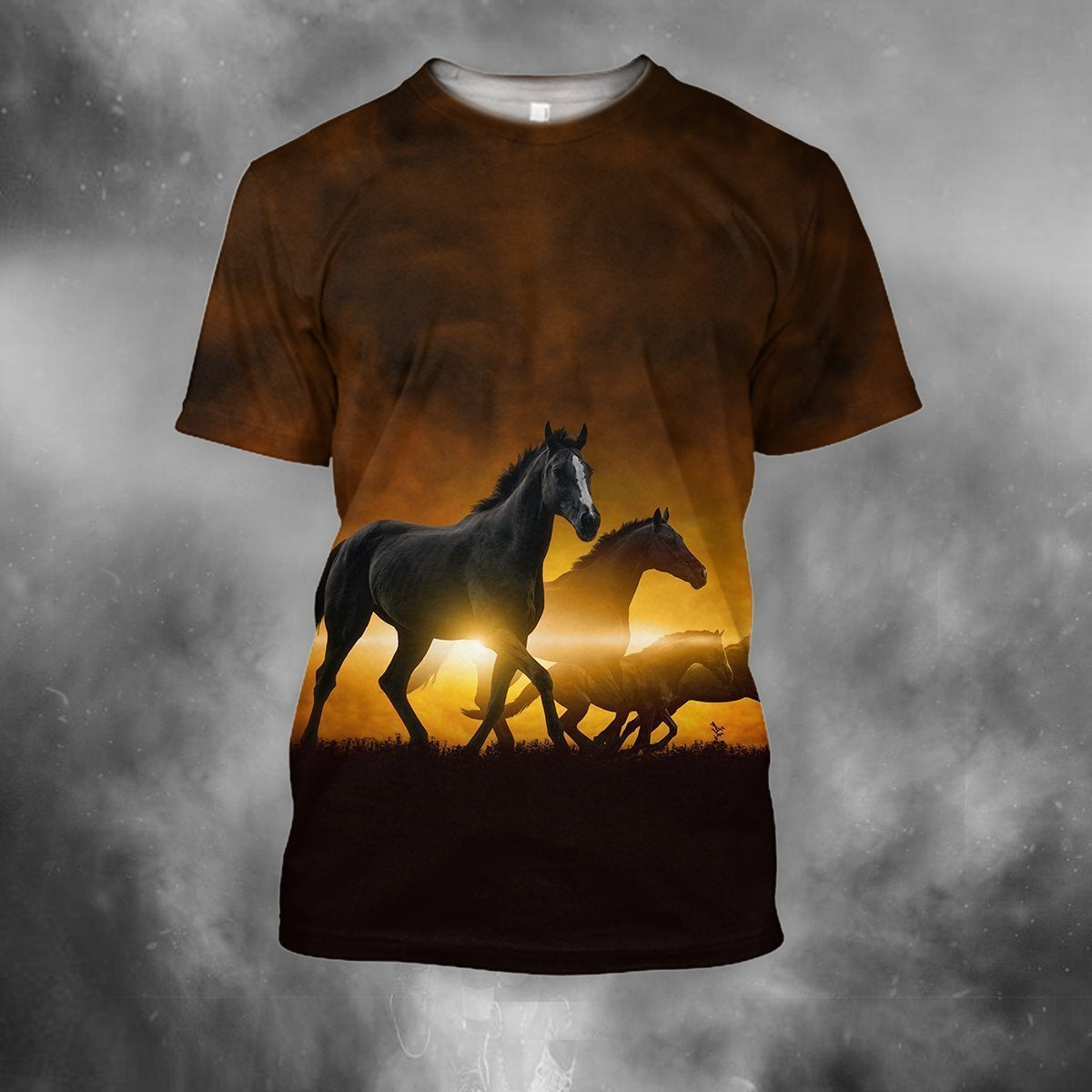 3D All Over Print Three Horse Running-Apparel-PHL-T-Shirt-S-Vibe Cosy™