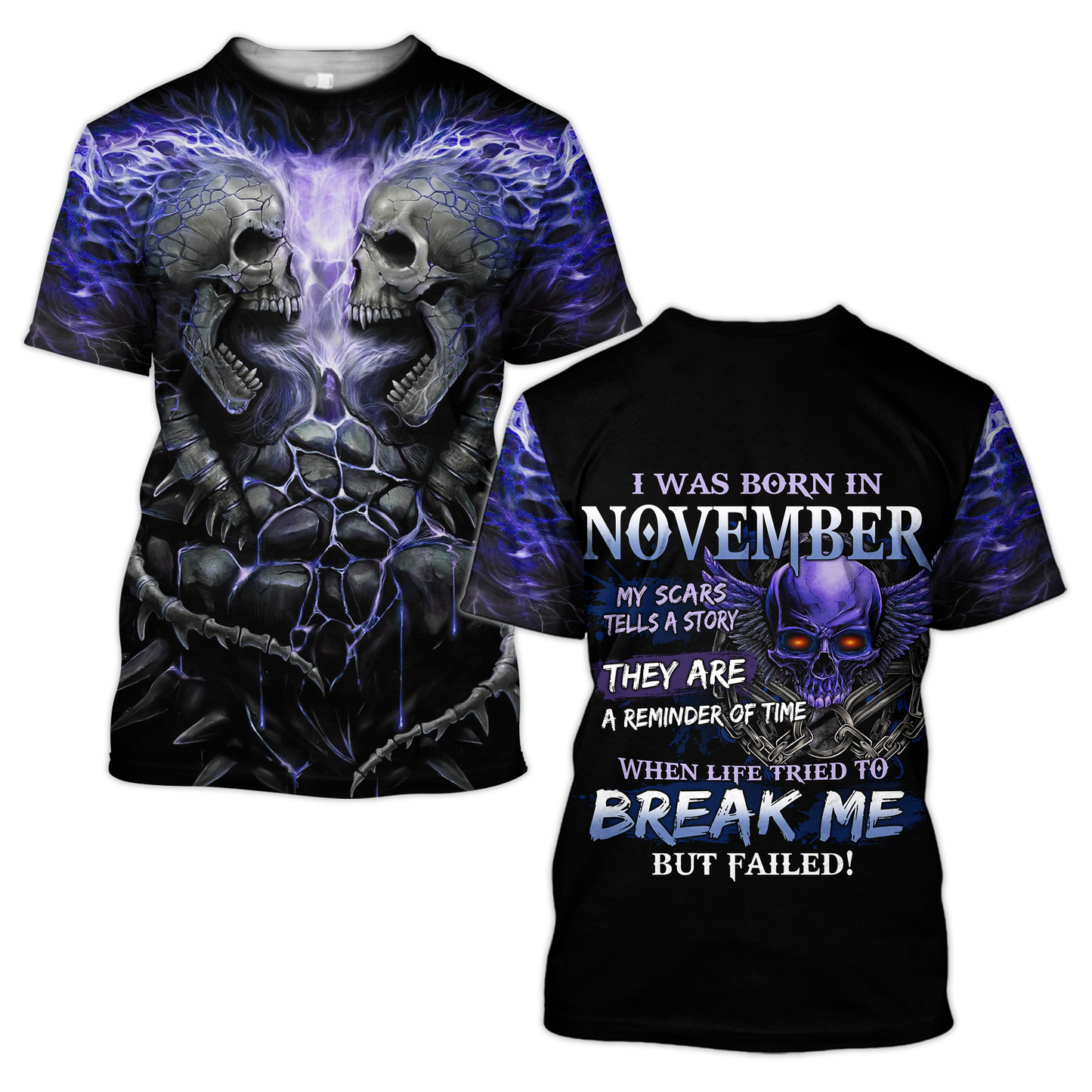 November Guy Skull 3D All Over Printed Shirts Pi24102011ST