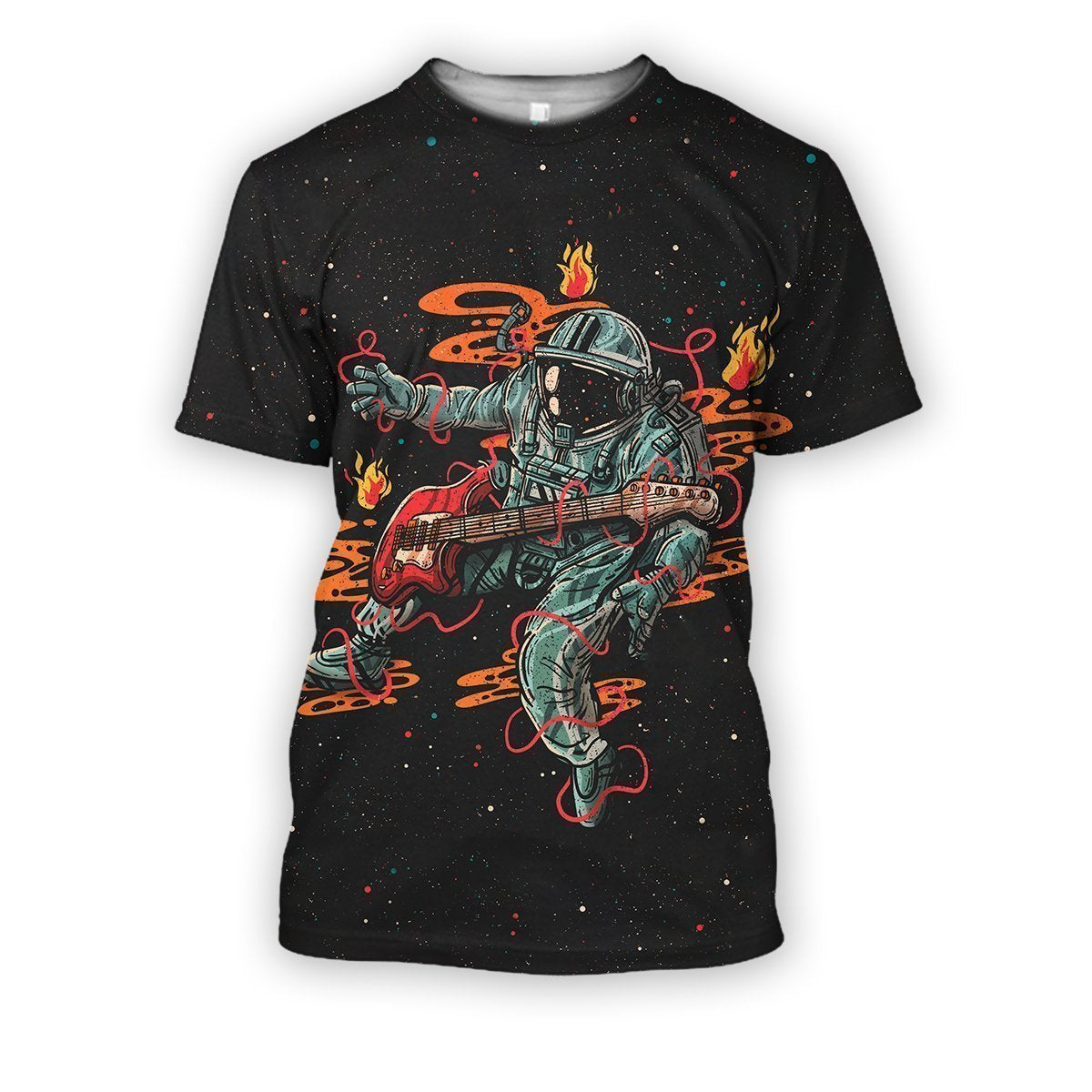 3D all over print astronaut plays guitar-Apparel-HbArts-T-Shirt-S-Vibe Cosy™